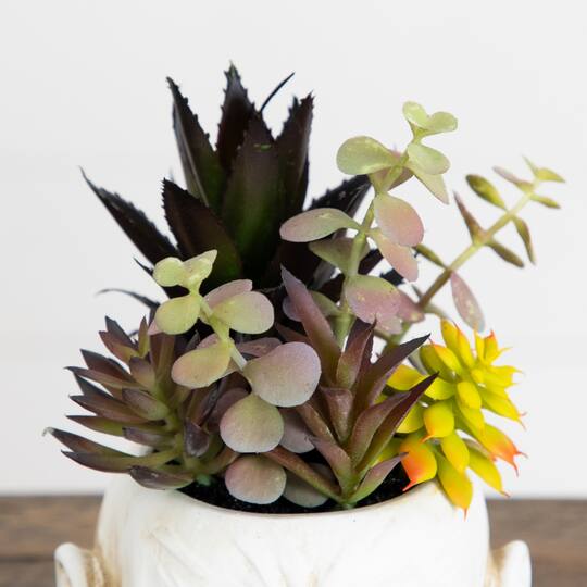 8" Artificial Halloween Succulent Garden in Zombie Halloween Planter